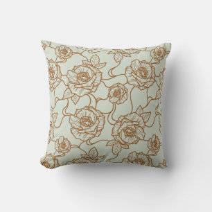 Coussin Whispers of Rose, Elegant Line Art Floral