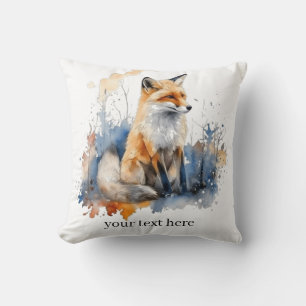 Coussin Whispers of the Wild Fox in Watercolor, personnali