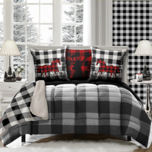 Coussin White Buffalo Plaid Forêt de Bois Cheval sauvage