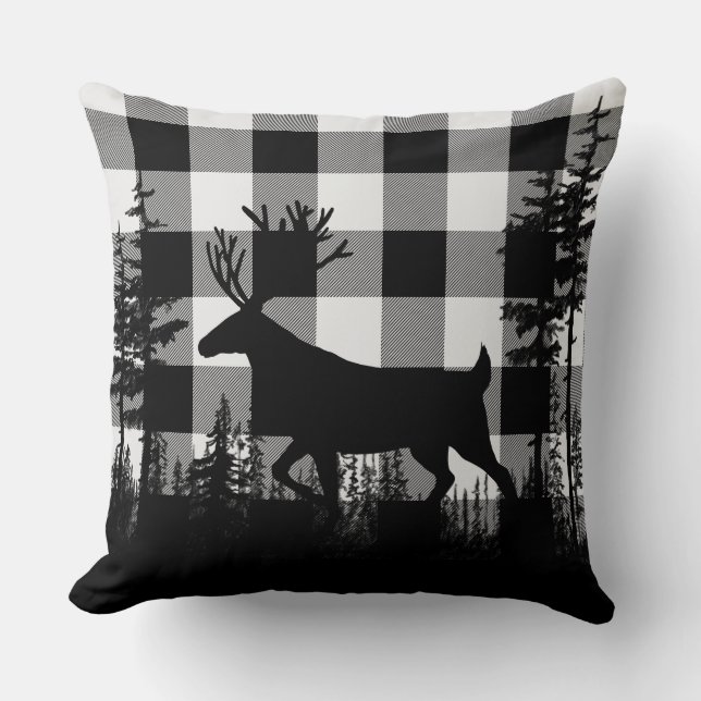 Coussin White Buffalo Plaid Woodland Pine Forest Stade (Recto)