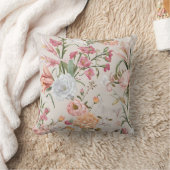 Coussin White Cats Pink Roses Floral  (Couverture)