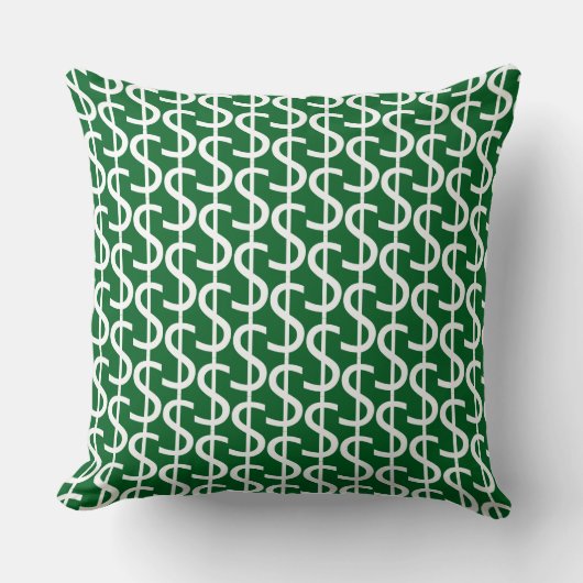 Coussin White Dollar $igns Repeat  Rich Green Decorative (Recto)