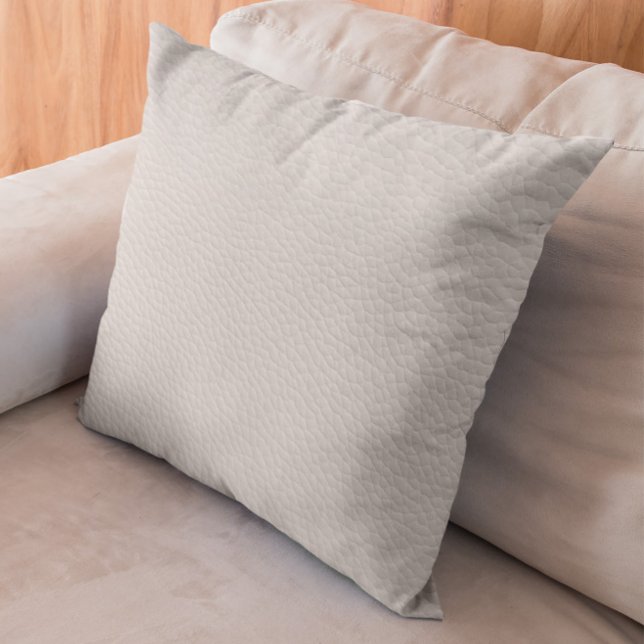 Coussin White Faux Leather Pattern Throw Pillow (Créateur téléchargé)