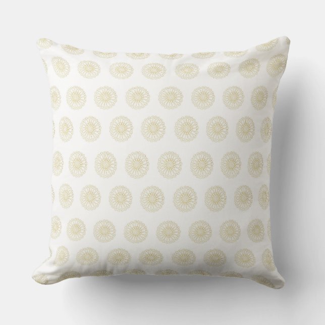 Coussin White | Golden Zinnia Flower Medallions (Recto)