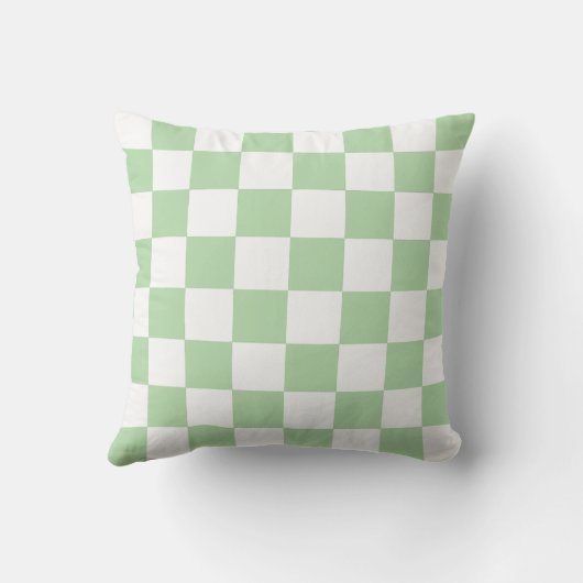 Coussin White & Green Checkerboard Pattern Throw Pillow (Verso)