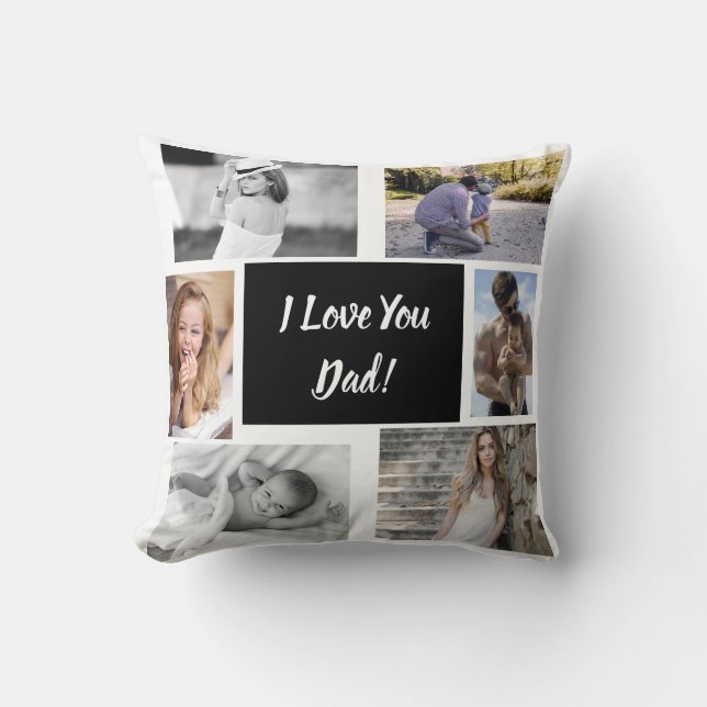 Coussin White I Love You Dad Famille Photo Collage (Recto)
