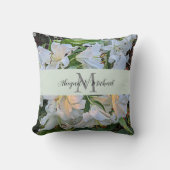 Coussin White Lilies Wedding Couple Monogram Floral (Recto)