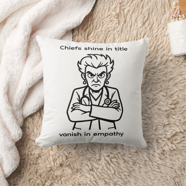 Coussin White Medical Cartoon  grumpy chief illustration (Couverture)