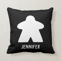 Coussin White Meeple | Texte personnalisé | Un/Mot