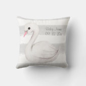Coussin White Swan Gris Script Personnalisé Naissance (Verso)