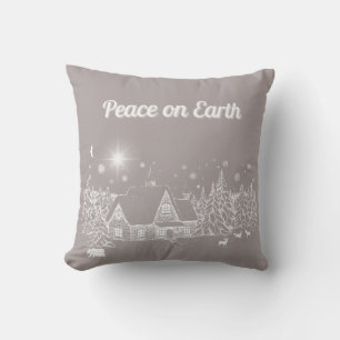 Coussin White Winter Country Peace sur Terre Silhouette