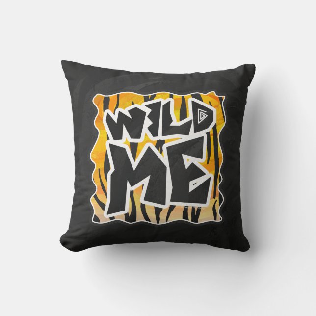 Coussin Wild Me Tiger orange et noir (Recto)