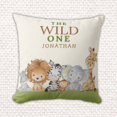 Coussin Wild One Birthday Jungle Animals