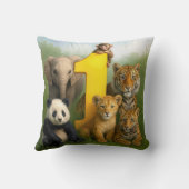 Coussin Wildlife Animal Babies With a Number One (Verso)