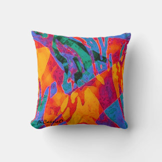 Coussin Wildly Colorful Abstact Art Pillow by PiCassieO