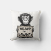Coussin Will Work for Bananas - Humorous Monkey Sketch (Recto)