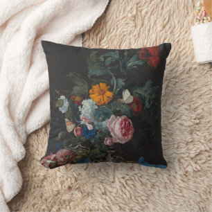 Coussin Willem van Aelst Art floral sombre de l'Âge d'or n