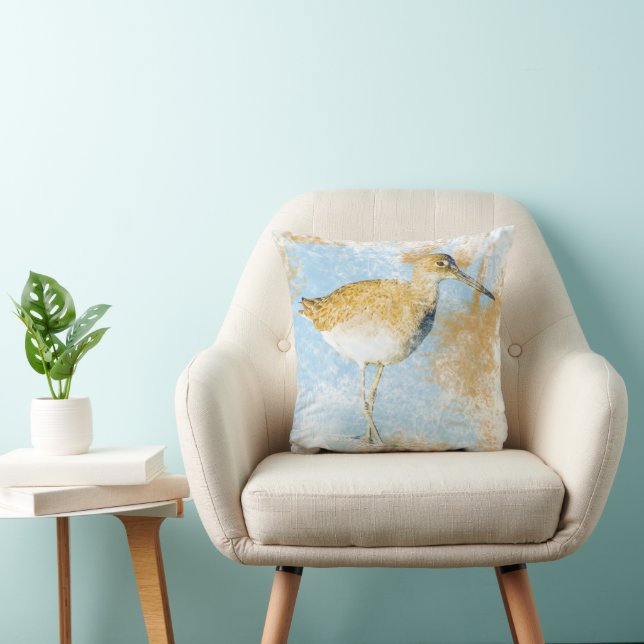 Coussin Willet Shorebird Beach Art (Chaise)