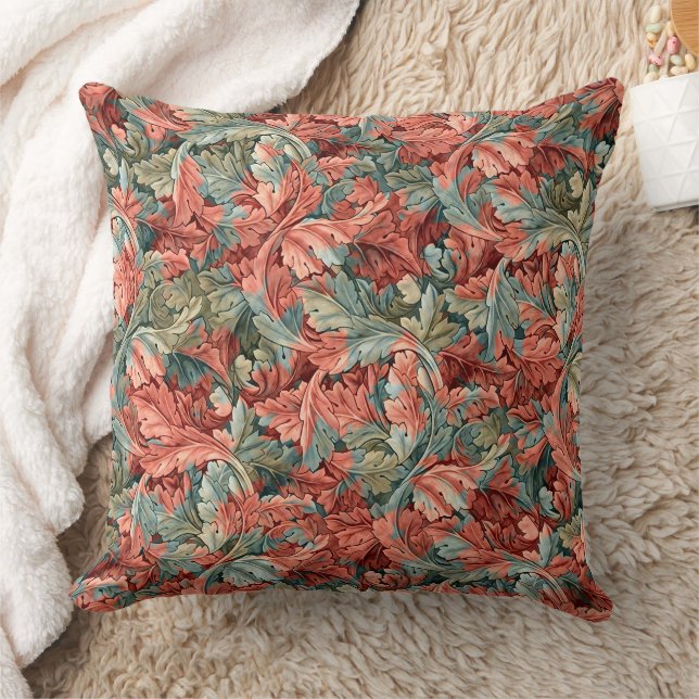 Coussin William Morris Acanthe Rouille Rouge Sauge Vert (Couverture)