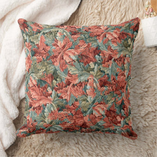 Coussin William Morris Acanthus Botanical Red Green