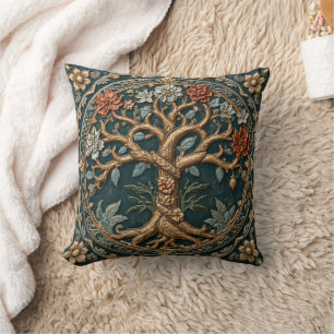 Coussin William Morris Arbre de Vie Vintage Préraphaélite