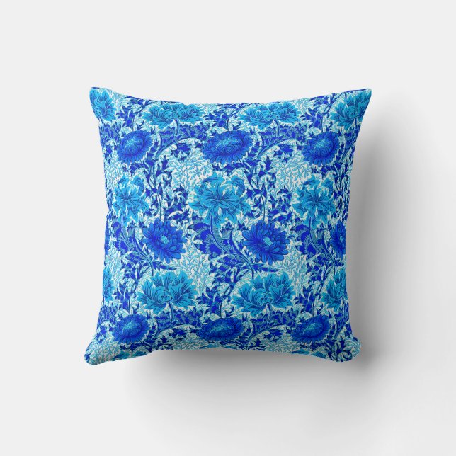 Coussin William Morris Chrysanthemums Nuances de Denim Blu (Verso)
