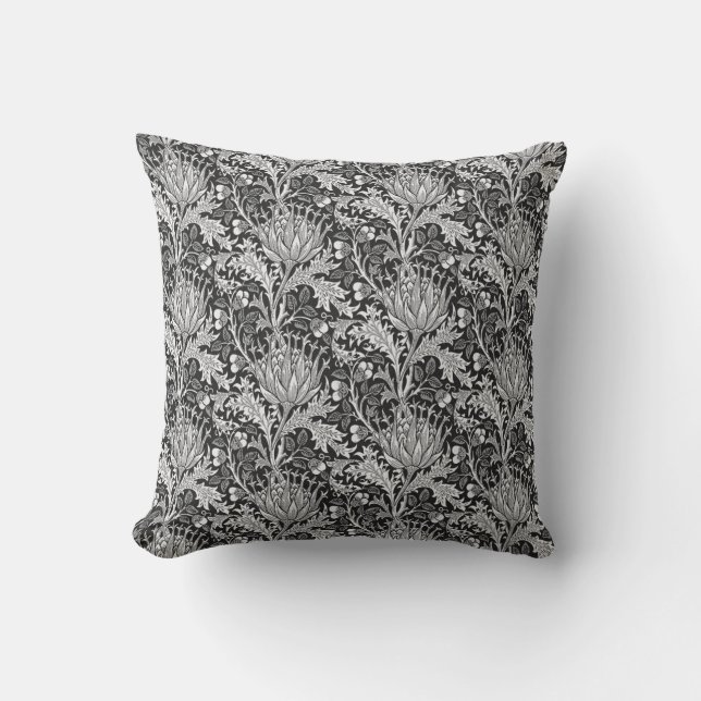 Coussin William Morris Damask, gris foncé (Recto)