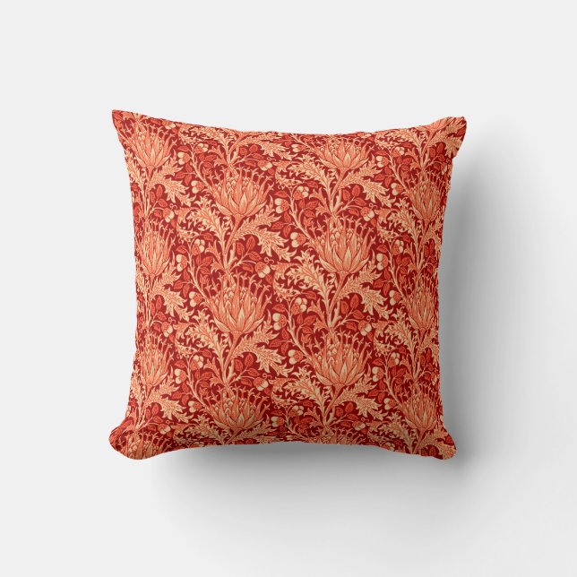 Coussin William Morris Damask, profond orange (Recto)