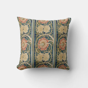 Coussin William Morris Fleur Rose Soie Broderie Antique