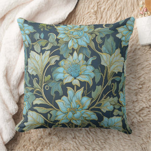 Coussin William Morris Fleurs Turquoises