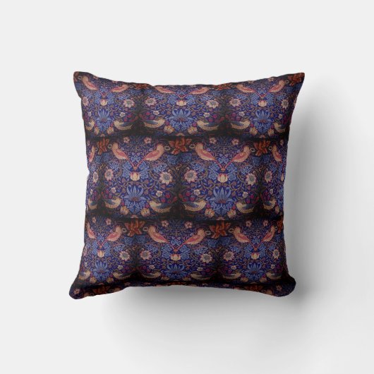 Coussin William * Morris fraise Thief Oiseaux Fleurs (Verso)