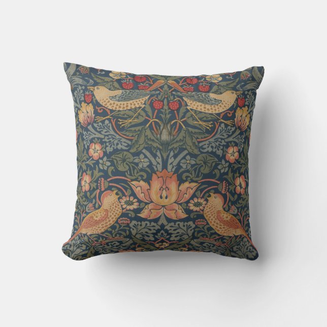 Coussin William Morris Fraise Voleurs Oiseaux (Recto)