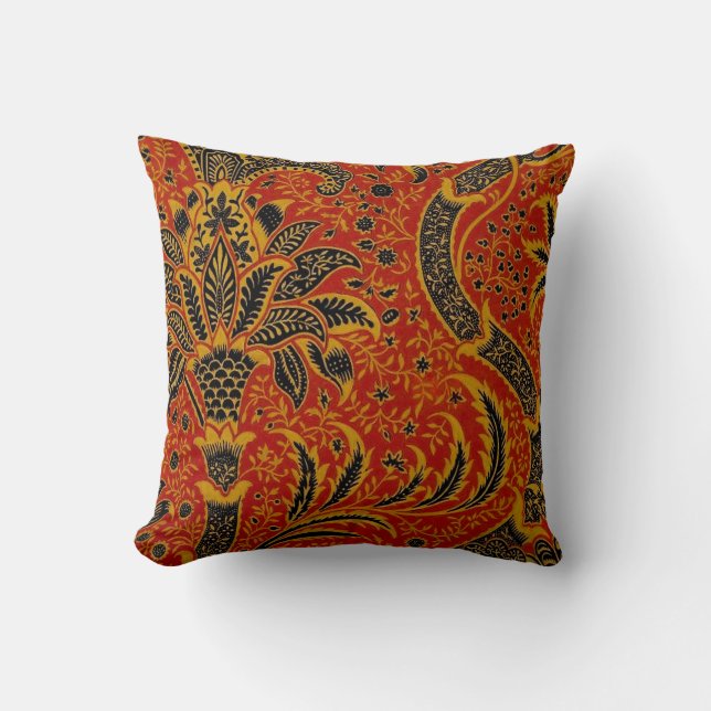 Coussin William Morris Inde Floral rouge (Recto)