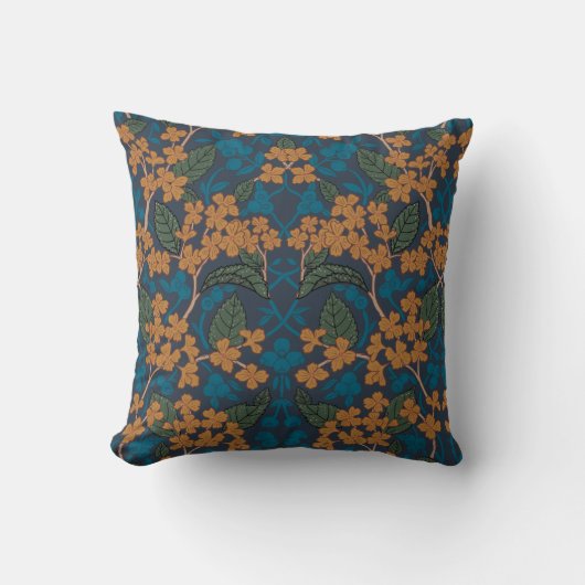 Coussin William Morris Inspiré Automne Motif Floral (Recto)