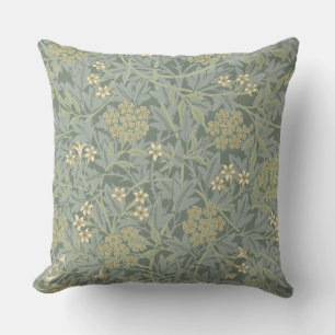 Coussin William Morris Jasmine Bleu Vert Art Botanique