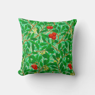 Coussin William Morris Lychee Motif d'arbre, vert clair
