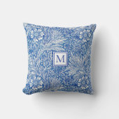 Coussin William Morris Marigold Bleu Monogramme (Recto)