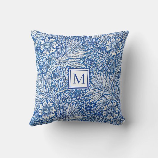 Coussin William Morris Marigold Blue Monogramme (Verso)