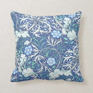 Coussin William Morris Motif bleu d'algues