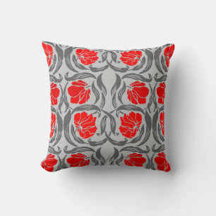 Coussin William Morris Pimpernel, Argent Gris et Rouge