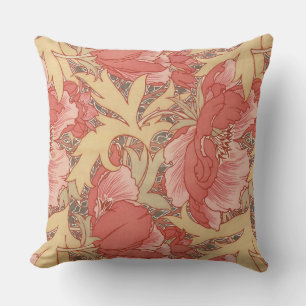 Coussin William Morris Poppies Floral Art Nouveau Pattern