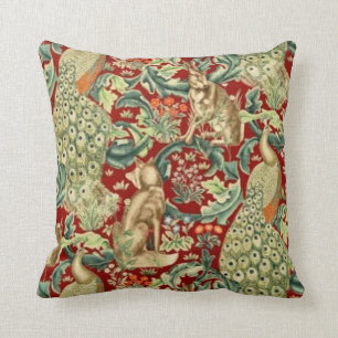 Coussin William Morris Red Motif Forest
