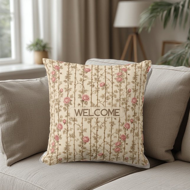 Coussin William Morris Rose Treillis Décoratif Climbing  (William Morris Rose Climbing Trellis Decorative Throw Pillow)