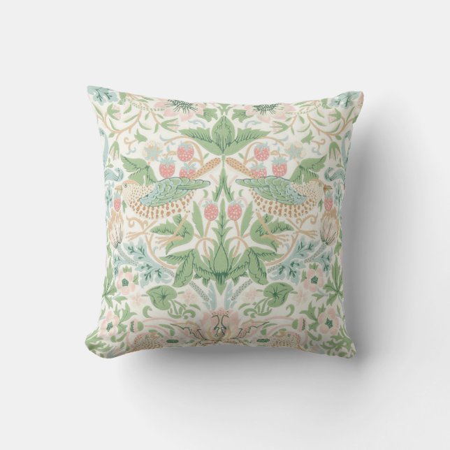 Coussin William Morris Strawberry Thief Cochineal Willow  (Recto)