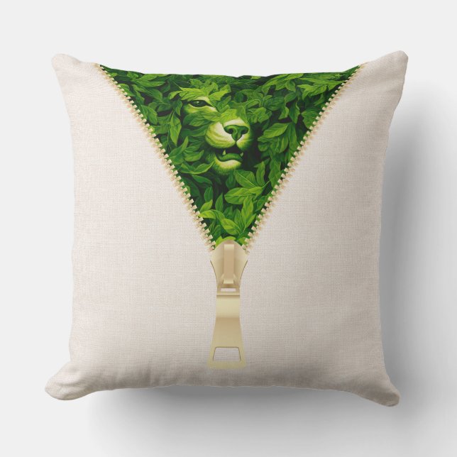Coussin William Morris Tigre Caché Dans La Forêt Verte (Recto)