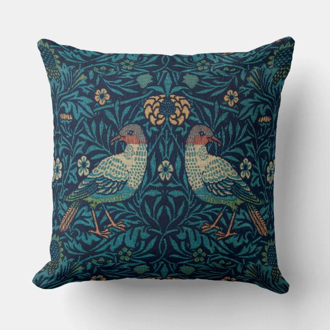 Coussin William Morris Vintage Floral Bird (Recto)
