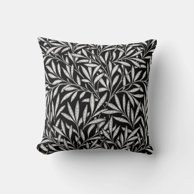 Coussin William Morris Willow Motif, noir et blanc (Recto)