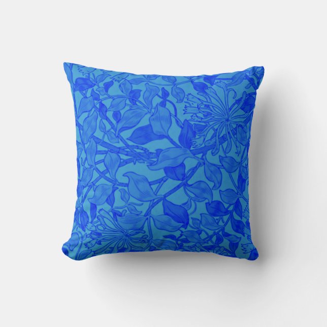 Coussin Willliam Morris - Honeysucké dans l'affiche bleue (Recto)