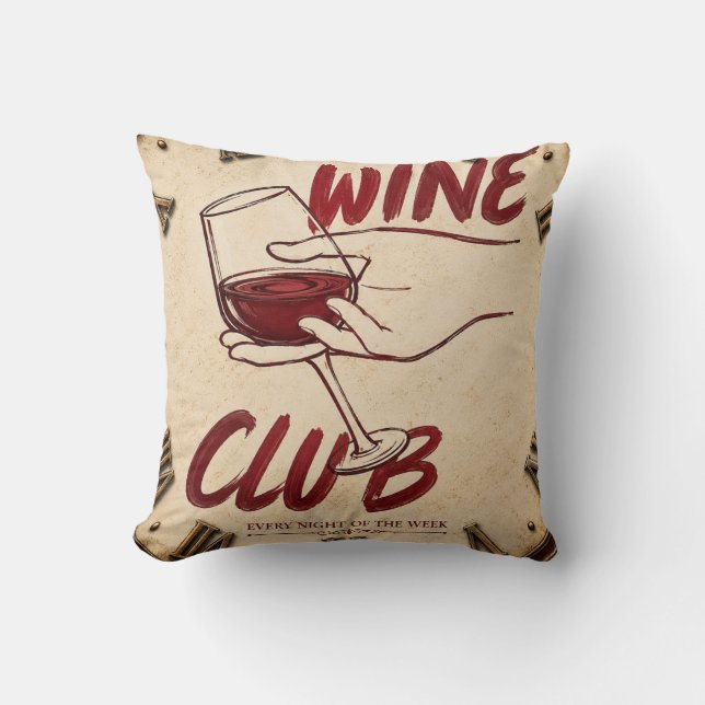 Coussin  Wine Club Rustic Vineyard Kitchen Home Bar  (Recto)