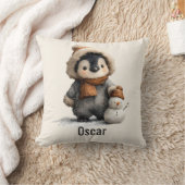 Coussin Winter Penguin with Snowman Design (Couverture)
